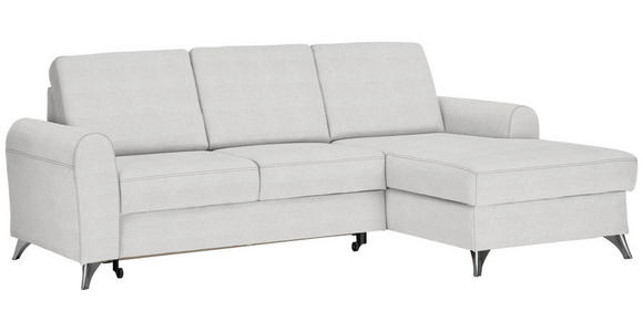 ECKSOFA in Flachgewebe Creme  - Silberfarben/Creme, Design, Textil/Metall (244/167cm) - Cantus