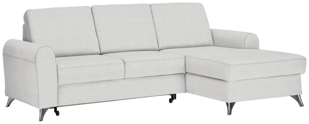 ECKSOFA in Flachgewebe Creme  - Silberfarben/Creme, Design, Textil/Metall (244/167cm) - Cantus