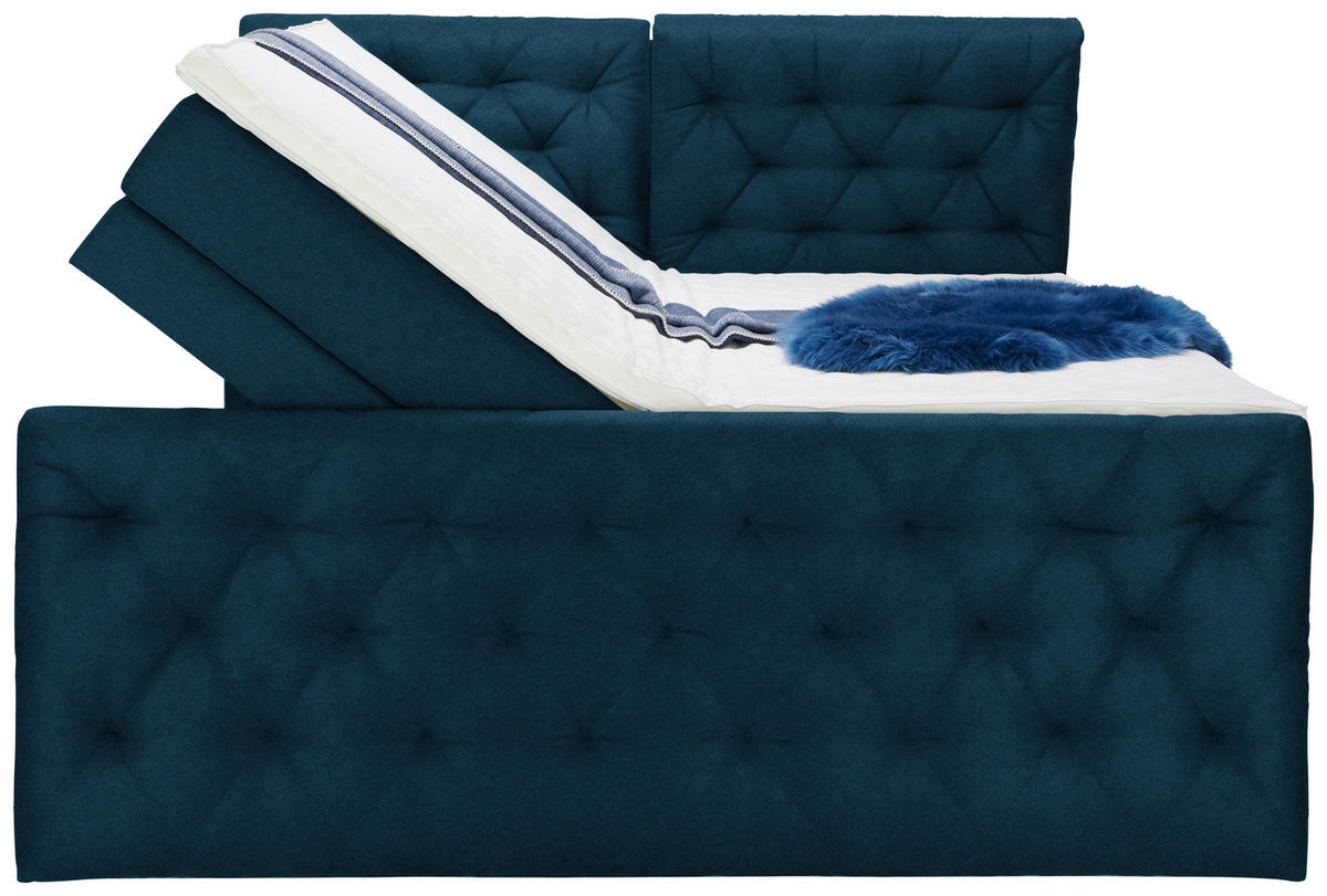 BOXSPRINGBETT 180/200 cm  in Dunkelblau  - Schwarz/Dunkelblau, Konventionell, Kunststoff/Textil (180/200cm) - Carryhome