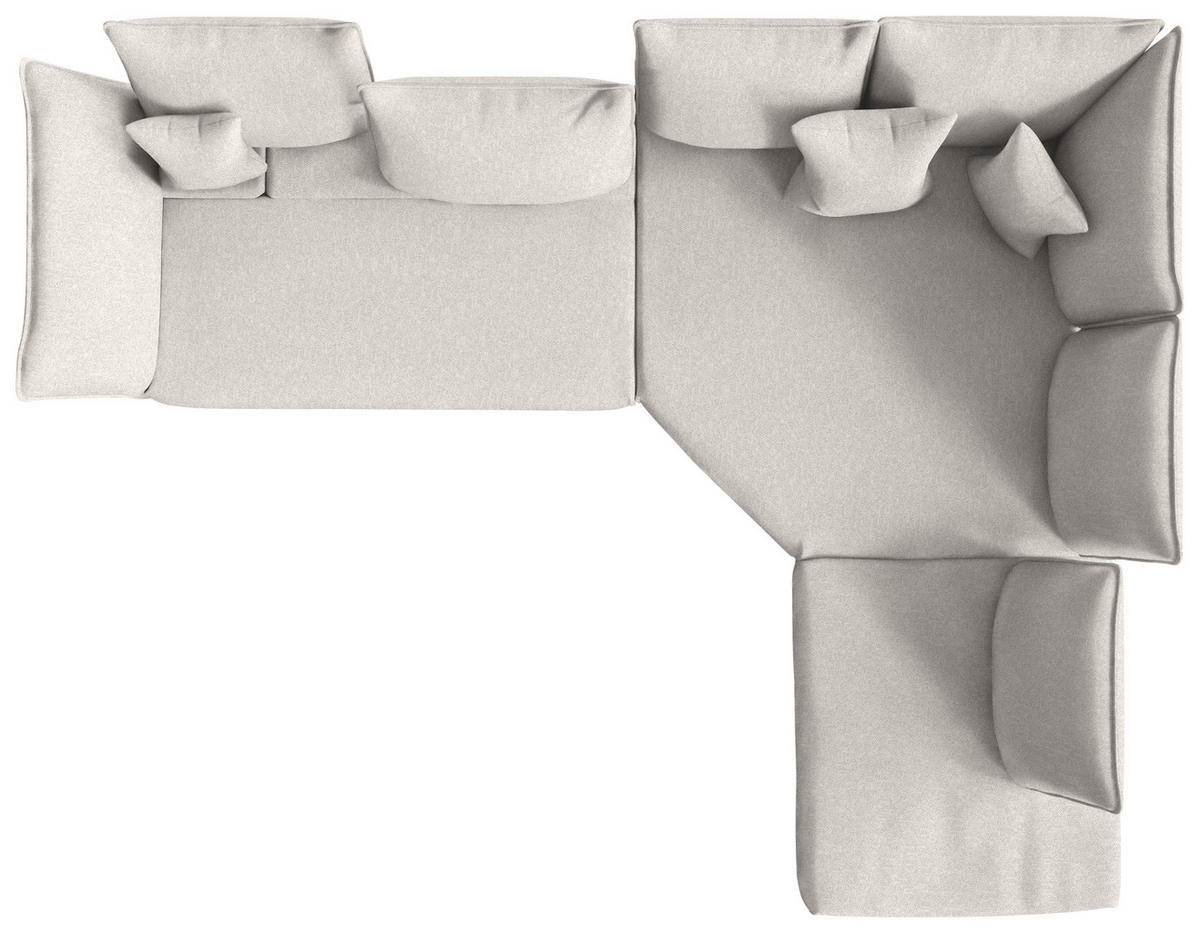 ECKSOFA  in Chenille, Flachgewebe Ecru  340/272 cm  - Ecru/Schwarz, MODERN, Textil/Metall (340/272cm) - W.Schillig