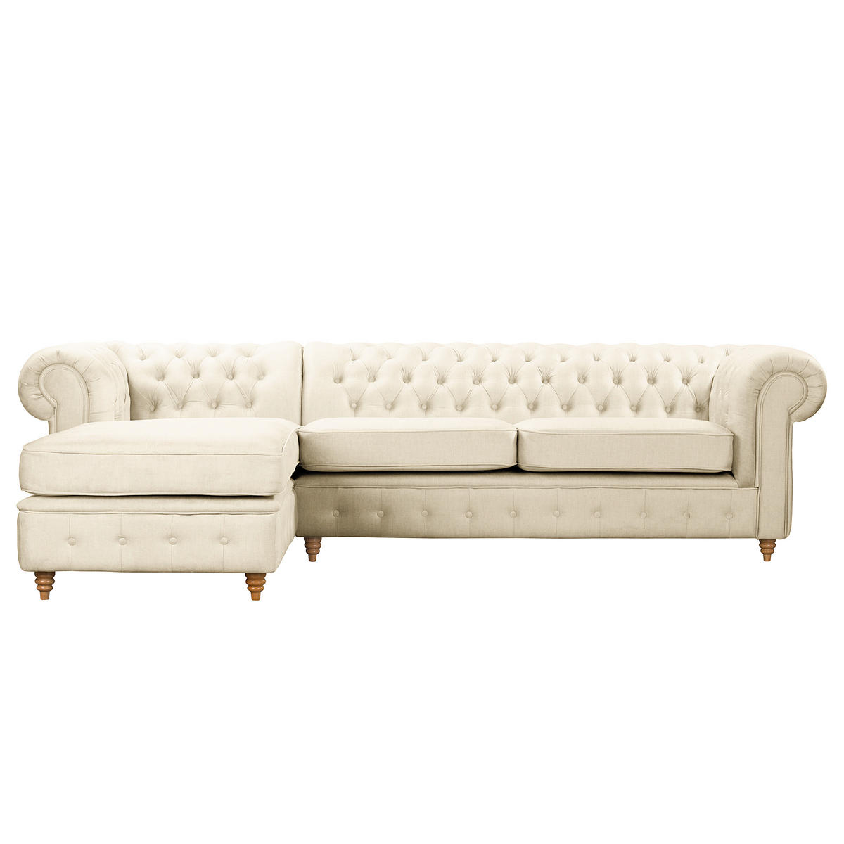 ECKSOFA Laura in Mikrofaser Creme  182/284 cm  - Creme/Braun, Design, Holz/Textil (182/284cm) - P & B