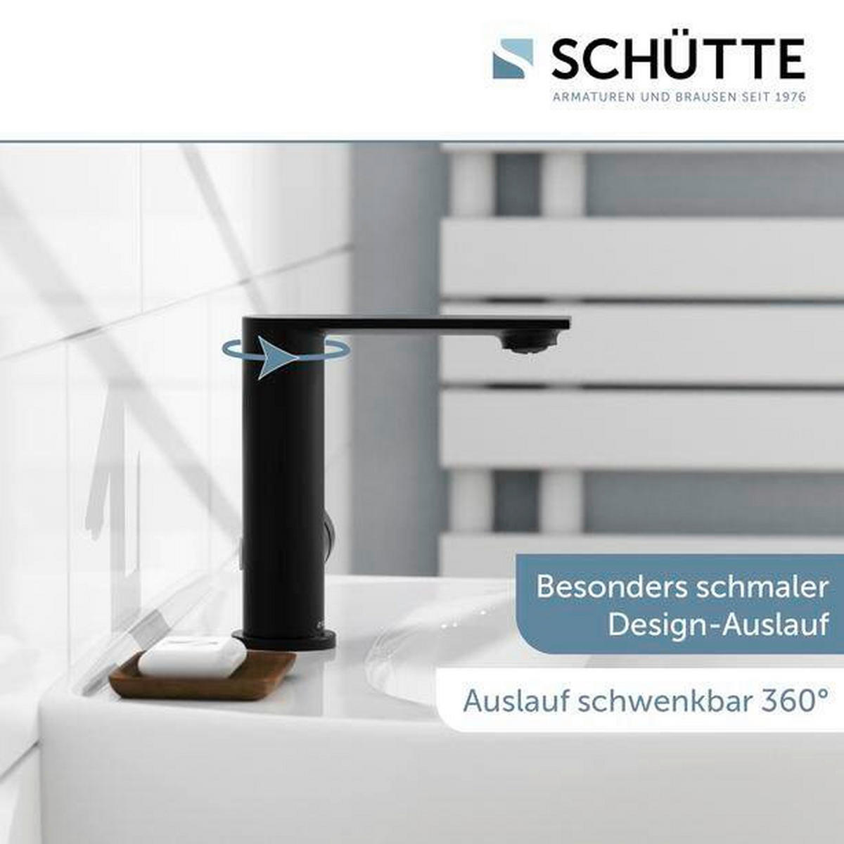 WASCHTISCHARMATUR 32416  - Schwarz, Basics, Metall (5,5/17/17,5cm) - Schütte