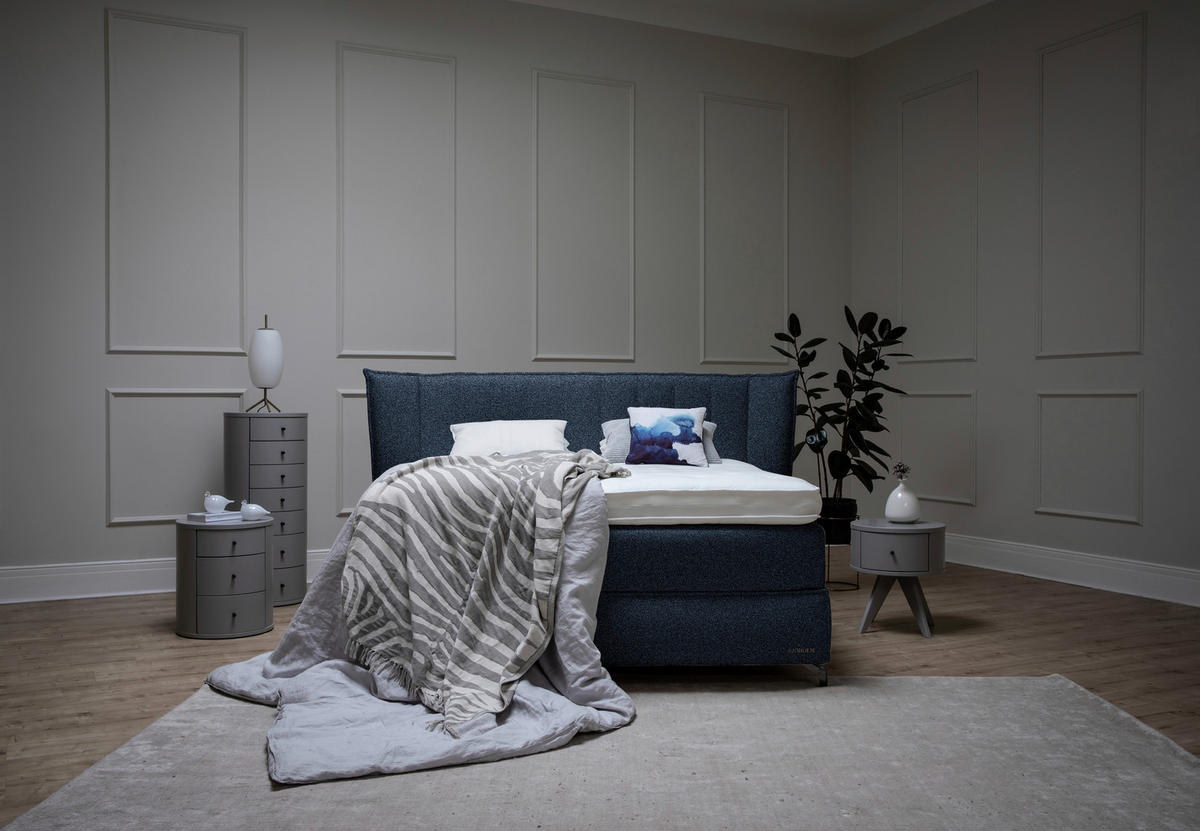 BOXSPRINGBETT 160/200 cm  in Blau  - Blau/Schwarz, KONVENTIONELL, Holz/Textil (160/200cm) - Sjöholm