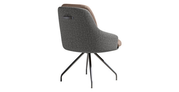 ARMLEHNSTUHL  Beinauswahl, Sitzfläche 360° drehbar, Stoff-/Lederauswahl Velours  Grau, Hellbraun  - Hellbraun/Schwarz, Design, Textil/Metall (60/86/66cm) - Dieter Knoll