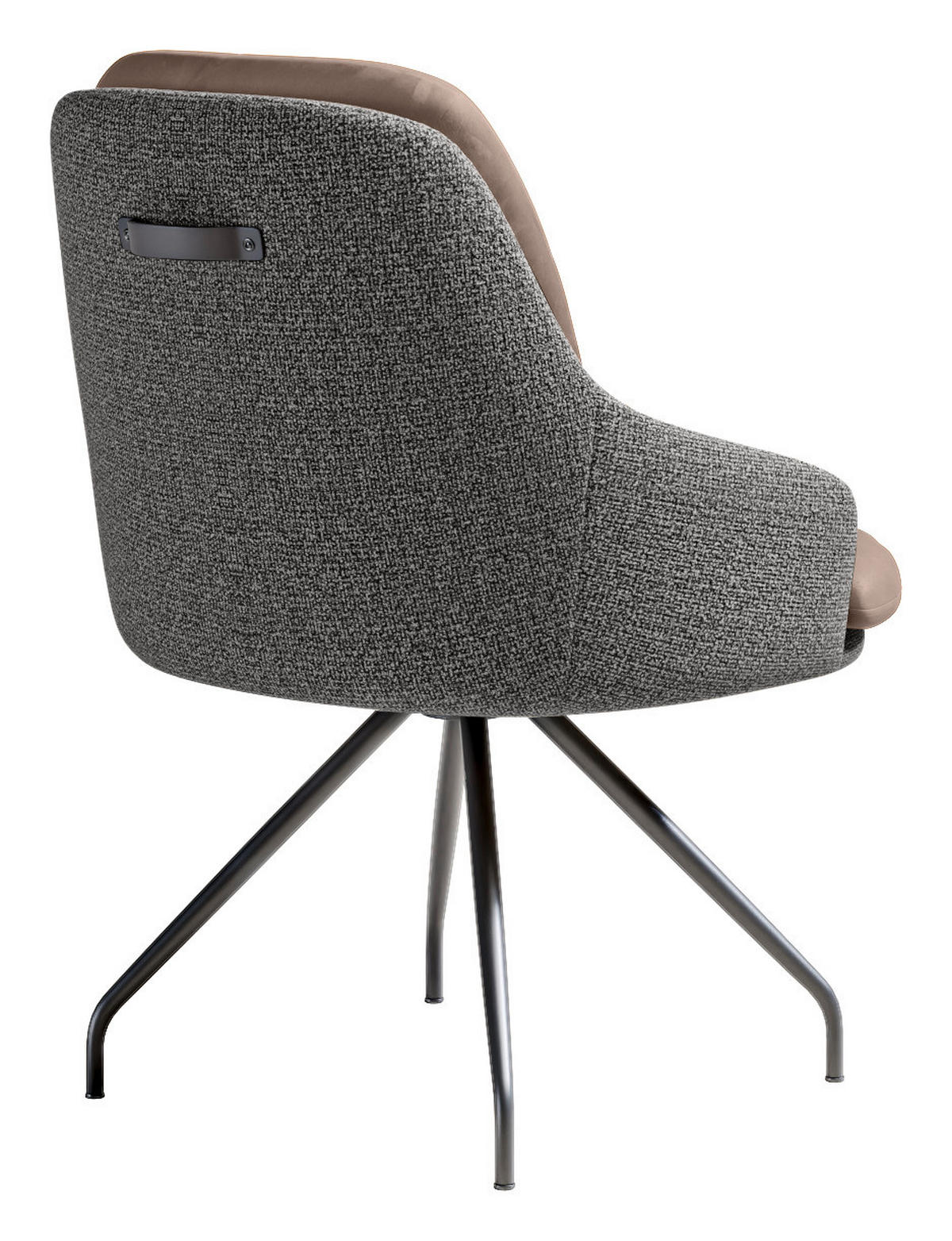 ARMLEHNSTUHL  Beinauswahl, Sitzfläche 360° drehbar, Stoff-/Lederauswahl Velours  Grau, Hellbraun  - Hellbraun/Schwarz, Design, Textil/Metall (60/86/66cm) - Dieter Knoll