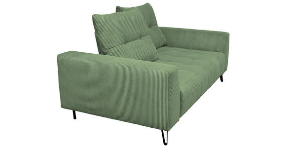 BIGSOFA  in Cord Salbeigrün  - Salbeigrün/Schwarz, KONVENTIONELL, Textil/Metall (246/100/116cm) - Carryhome