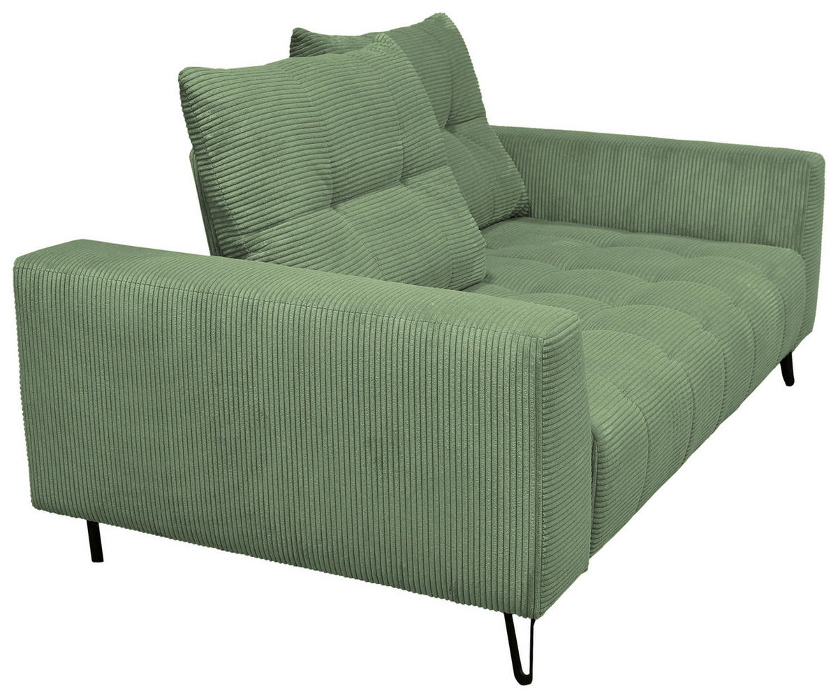 BIGSOFA Cord Salbeigrün  - Salbeigrün/Schwarz, KONVENTIONELL, Textil/Metall (246/100/116cm) - Carryhome
