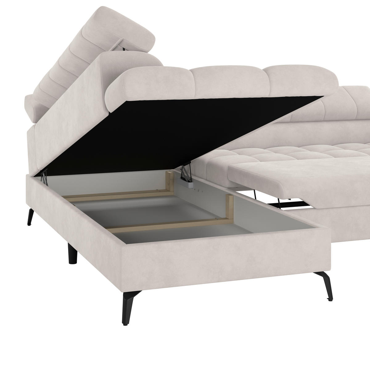 ECKSOFA in Weiss  - Weiss/Schwarz, Trend, Kunststoff/Textil (203/261cm) - Livetastic