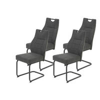 SCHWINGSTUHL-SET 4 Stück  in Stahl Mikrofaser  - Anthrazit/Grau, MODERN, Textil/Metall (44/97/65cm) - MID.YOU