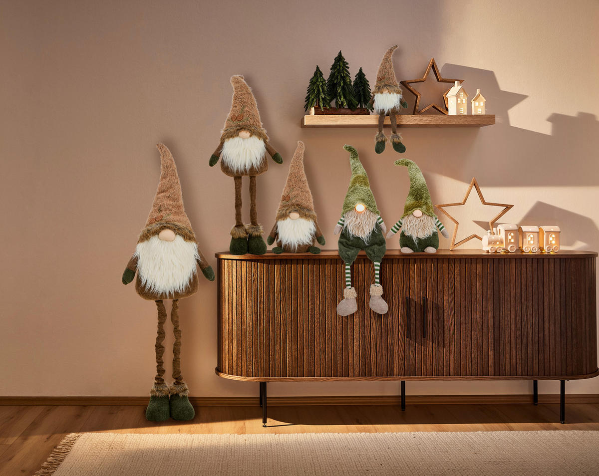 WICHTEL  - Dunkelbraun/Weiß, LIFESTYLE, Textil/Stein (28/84/14cm) - X-Mas