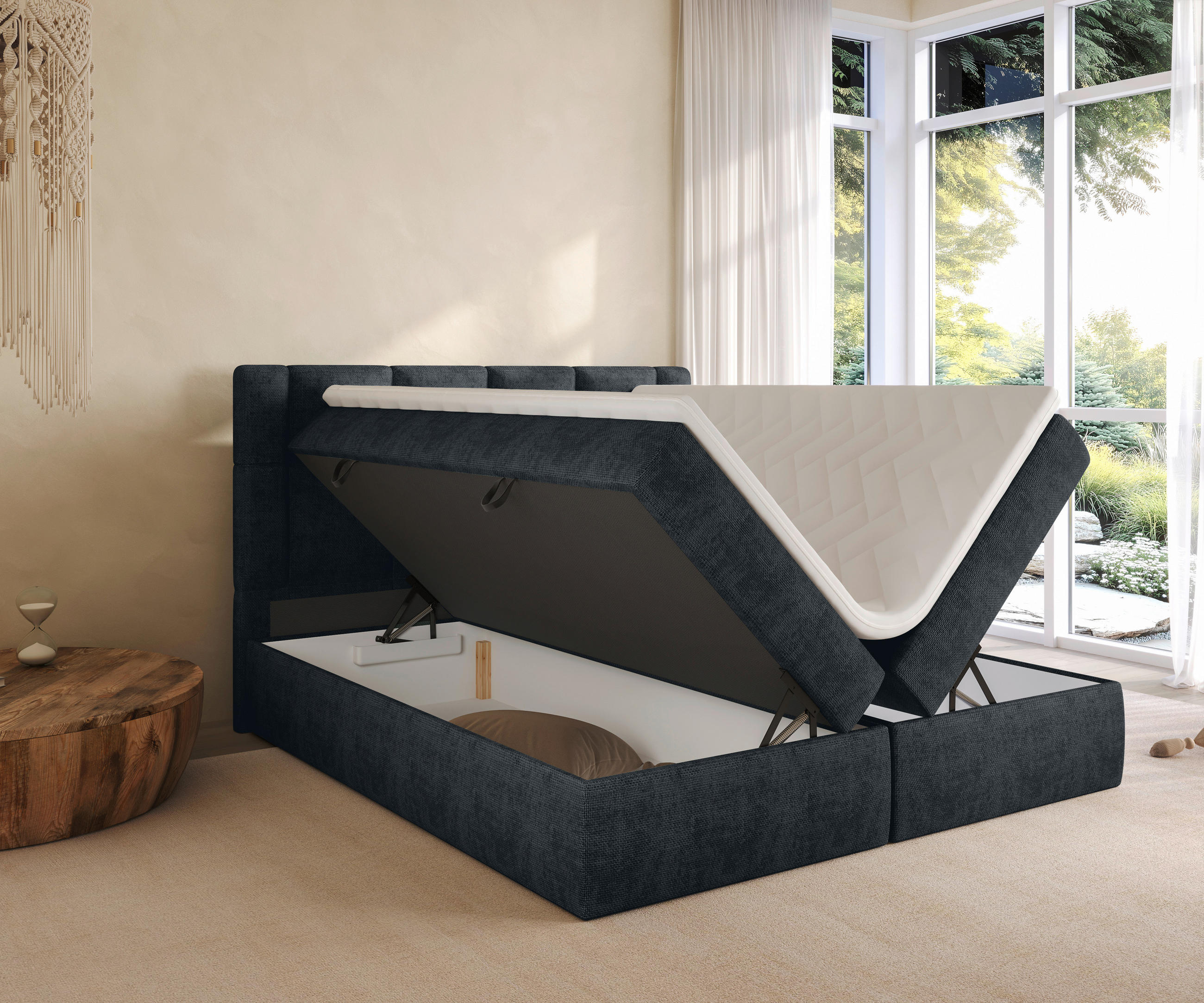 BOXBETT 160/200 cm  in Anthrazit  - Anthrazit/Schwarz, MODERN, Holz/Holzwerkstoff (160/200cm) - Boxxx