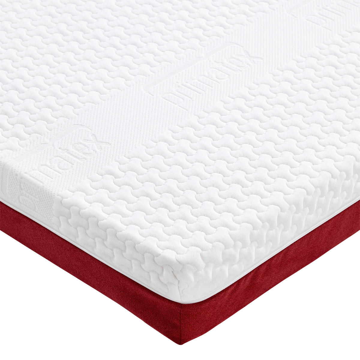 Taschenfederkernmatratze 90/200 cm, Höhe ca.: 17,5 cm, H2 = mittel, 7-Zonen - Rot/Weiß, Textil (90/200cm) - Primatex