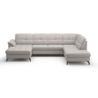 WOHNLANDSCHAFT in Vliesstoff Kombination Echtleder/Stoff Hellgrau  - Hellgrau/Schwarz, MODERN, Leder/Textil (164/319/212cm) - Sit & More