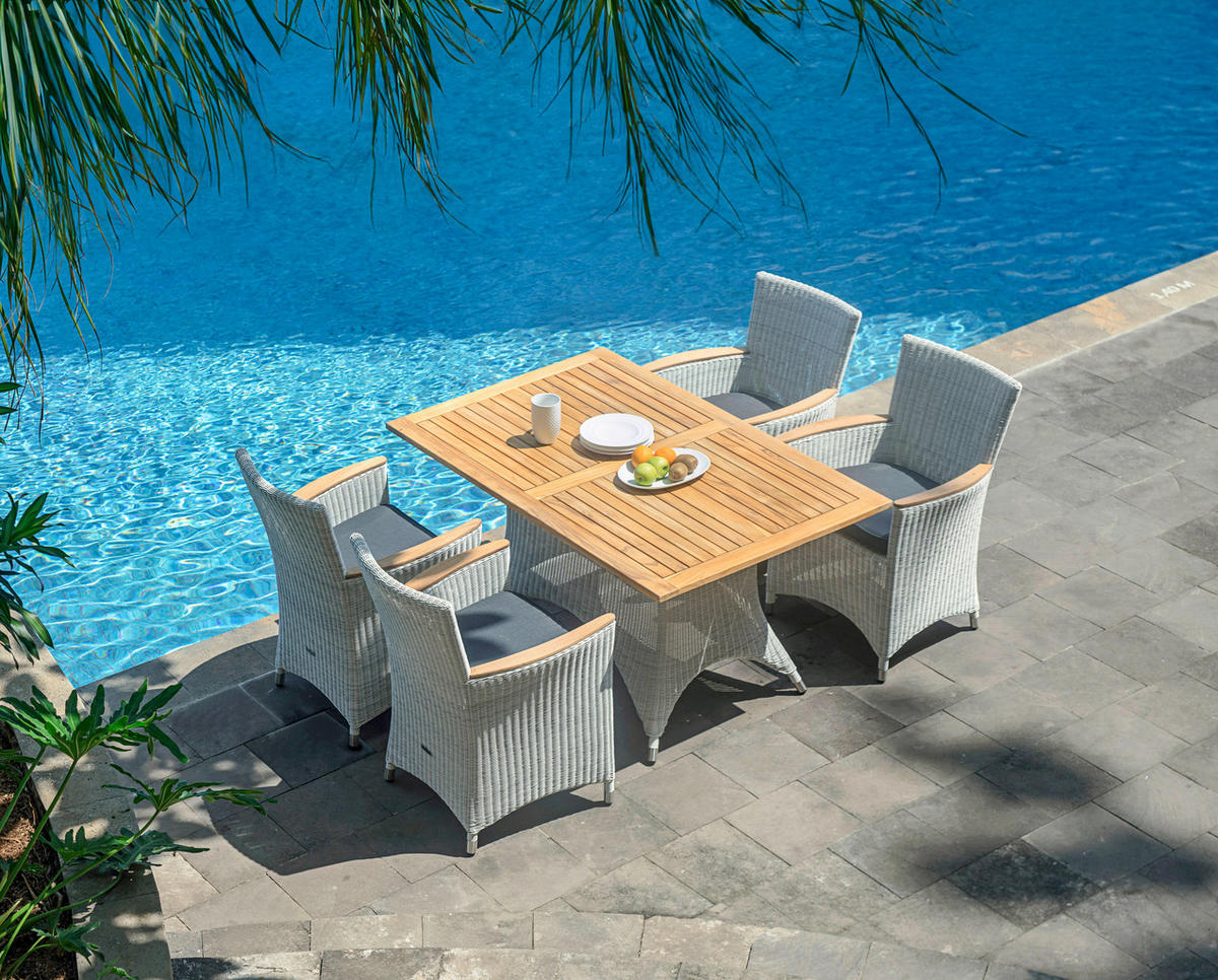 GARTENTISCH 140/90/75 cm Holz, Metall, Kunststoff rechteckig  - Alufarben/Weiß, Design, Holz/Kunststoff (140/90/75cm) - Zebra 