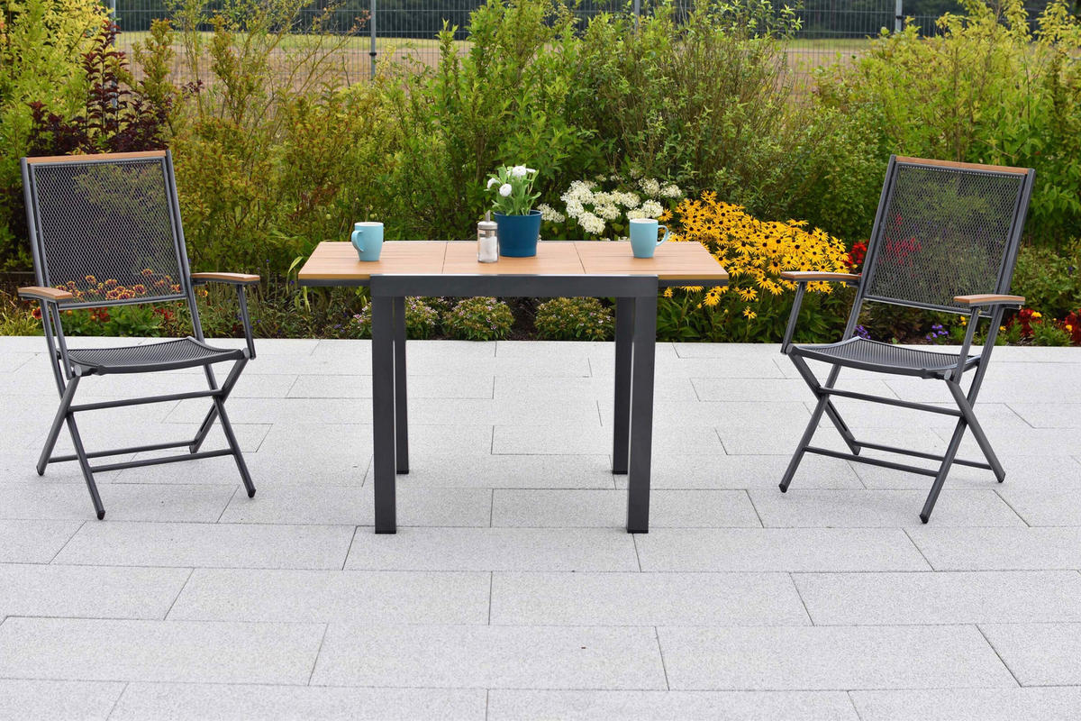 BALKONTISCH Metall, Kunststoff Graphitfarben, Naturfarben  - Graphitfarben/Naturfarben, KONVENTIONELL, Kunststoff/Metall (80-120/70/75cm) - Gardenson