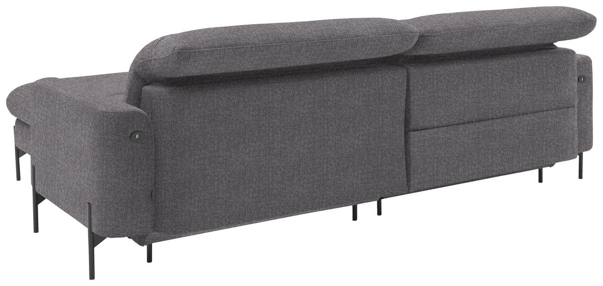ECKSOFA in Flachgewebe Grau  - Schwarz/Grau, Design, Textil/Metall (252/191cm) - Dieter Knoll