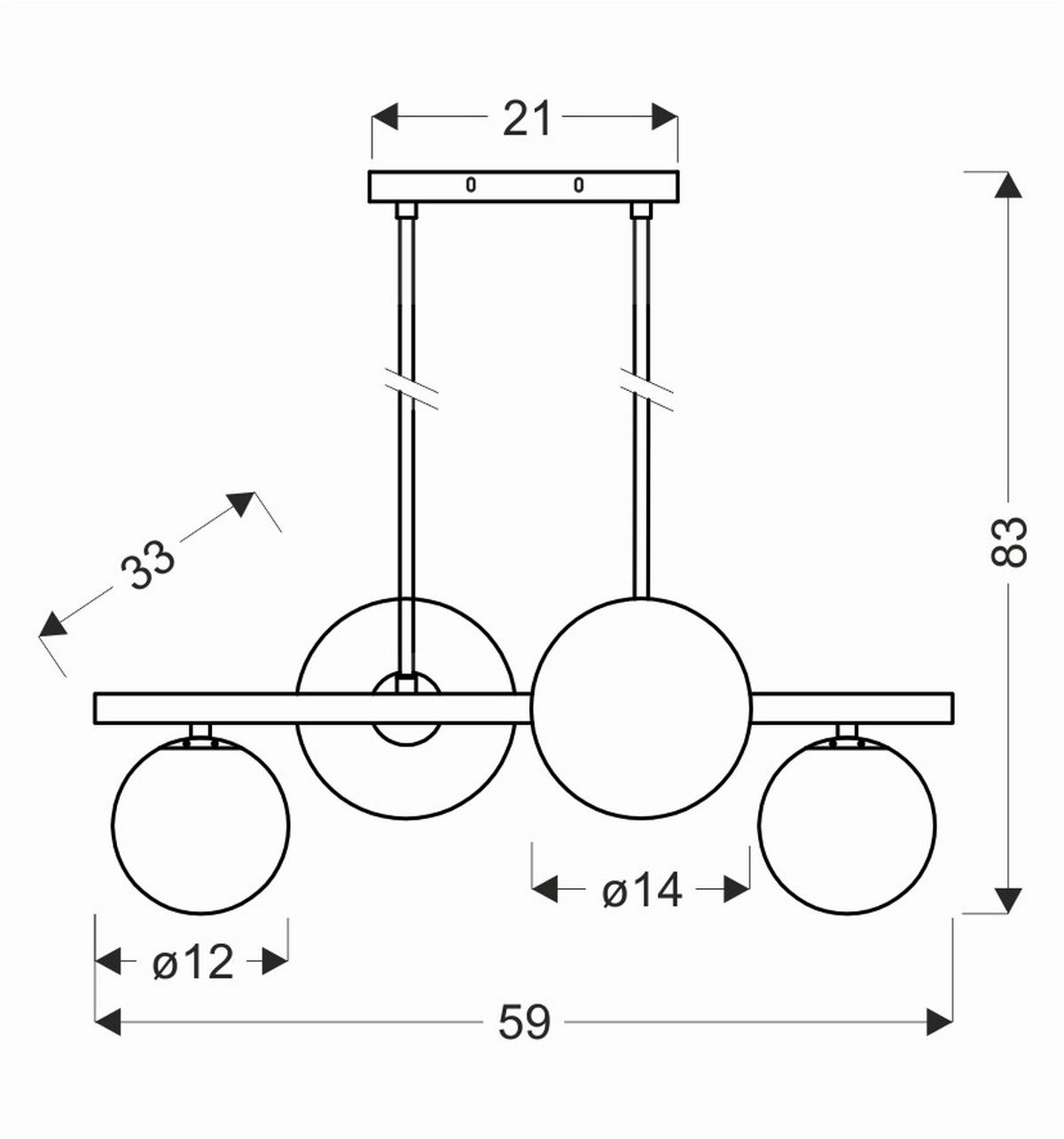 PENDELLEUCHTE 59/33/83 cm  - Goldfarben/Graphitfarben, Design, Metall (59/33/83cm)