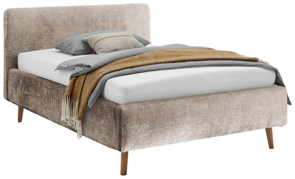 POLSTERBETT inkl. Bettkasten 140/200 cm  in Beige  - Eichefarben/Beige, Design, Holz/Textil (140/200cm) - Xora