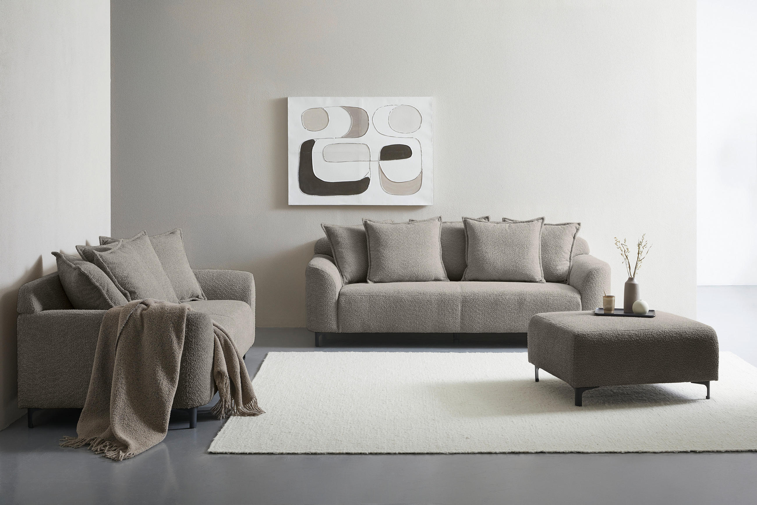 2,5-SITZER Chenille Grau  - Schwarz/Grau, KONVENTIONELL, Textil/Metall (200/84/99cm) - Carryhome