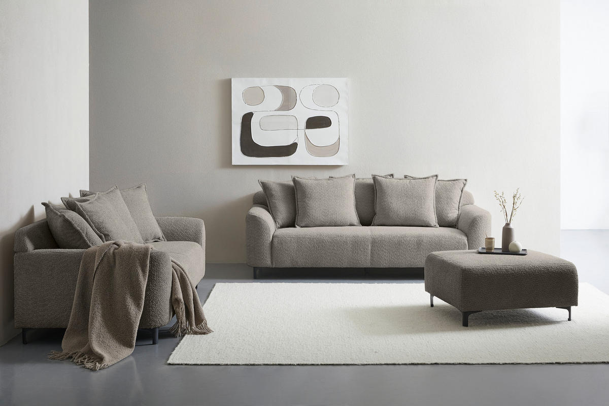 3-SITZER-SOFA Chenille Grau  - Schwarz/Grau, KONVENTIONELL, Textil/Metall (228/84/99cm) - Carryhome