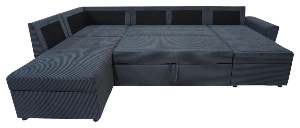 WOHNLANDSCHAFT TERMOLI in Cord Anthrazit  - Anthrazit/Schwarz, Design, Kunststoff/Textil (212/297/155cm) - MID.YOU