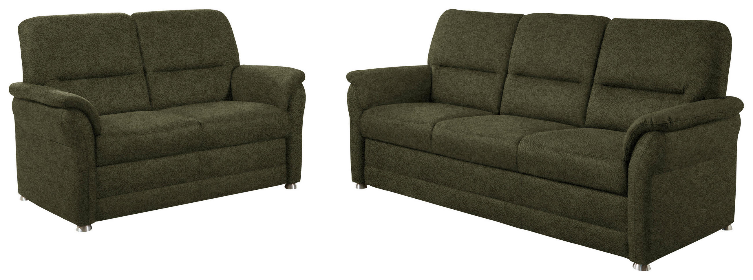 SITZGARNITUR Mikrofaser Dunkelgrün  - Dunkelgrün/Alufarben, KONVENTIONELL, Textil/Metall (192/96/89cm) - Beldomo Comfort