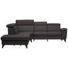 ECKSOFA in Echtleder Dunkelbraun  - Dunkelbraun/Schwarz, Design, Leder/Metall (239/285cm) - Cantus