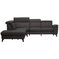 ECKSOFA in Echtleder Dunkelbraun  239/285 cm  - Dunkelbraun/Schwarz, Design, Leder/Metall (239/285cm) - Cantus