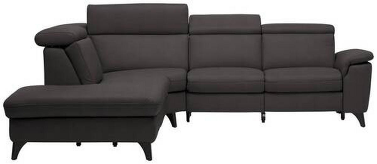ECKSOFA in Echtleder Dunkelbraun  239/285 cm  - Dunkelbraun/Schwarz, Design, Leder/Metall (239/285cm) - Cantus