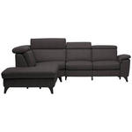 ECKSOFA in Echtleder Dunkelbraun  - Dunkelbraun/Schwarz, Design, Leder/Metall (239/289cm) - Cantus