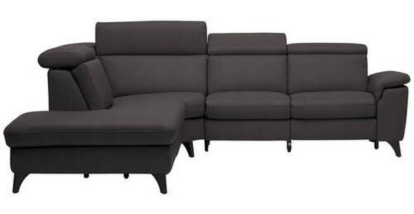 ECKSOFA in Echtleder Dunkelbraun  - Dunkelbraun/Schwarz, Design, Leder/Metall (239/289cm) - Cantus