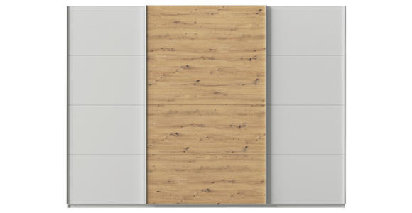 SCHWEBETÜRENSCHRANK  in Eiche Artisan, Seidengrau  - Seidengrau/Alufarben, KONVENTIONELL, Holzwerkstoff/Metall (315/210/62cm) - Xora