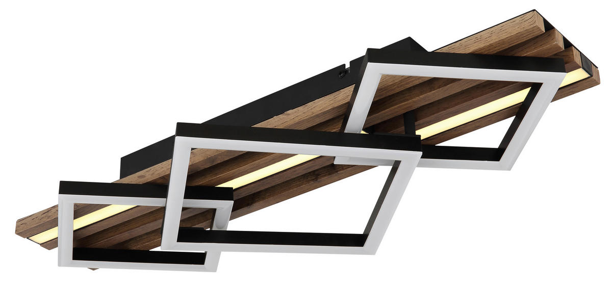 STROPNÍ LED SVÍTIDLO, 61/31/9,5 cm - bílá/tmavě hnědá, Natur, kov/kompozitní dřevo (61/31/9,5cm) - Globo