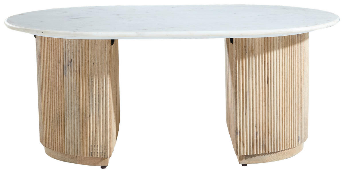 COUCHTISCH Mangoholz vollmassiv 110/70/45 cm rechteckig Naturfarben, Weiß  - Naturfarben/Weiß, Design, Holz/Stein (110/70/45cm) - Livetastic