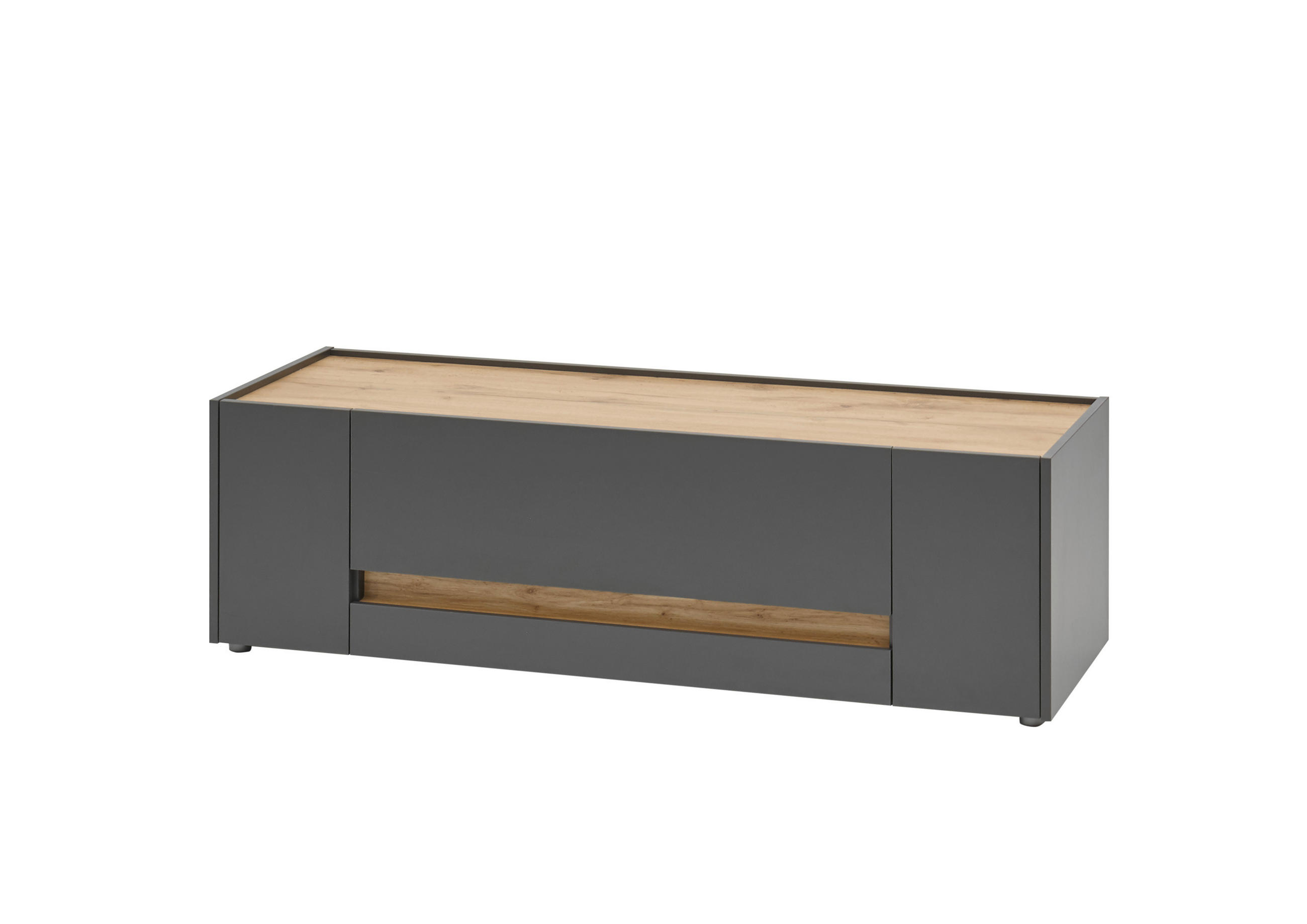 LOWBOARD  140/42/45 cm 2 Schublade(n) Beimöbel erhältlich, stehend  - Anthrazit/Eiche Wotan, Design, Holzwerkstoff/Kunststoff (140/42/45cm) - Modante