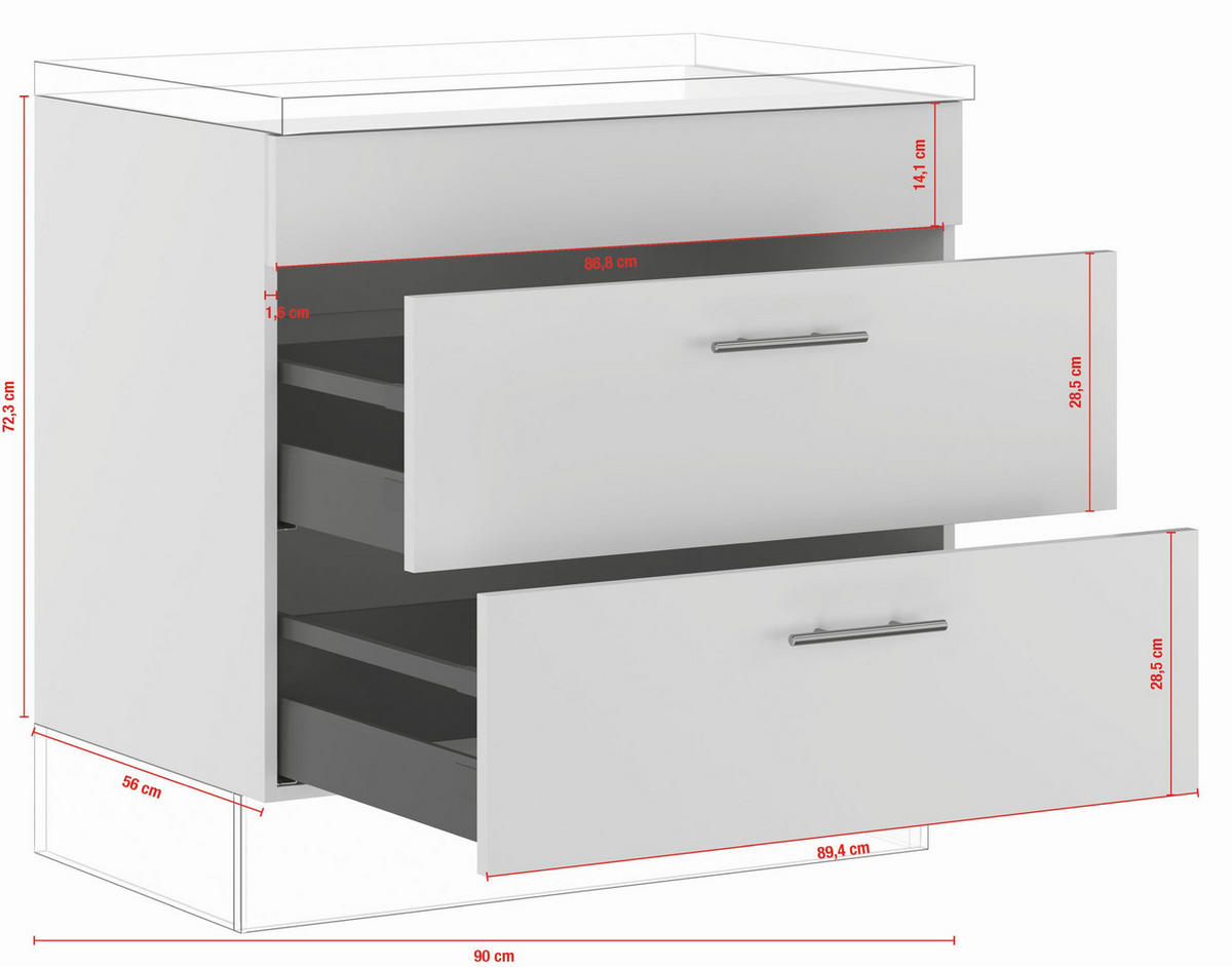 KOCHFELDUMBAUSCHRANK 90/87,8/57,6 cm  in Weiß  - Edelstahlfarben/Weiß, Basics, Holzwerkstoff/Metall (90/87,8/57,6cm) - Impuls