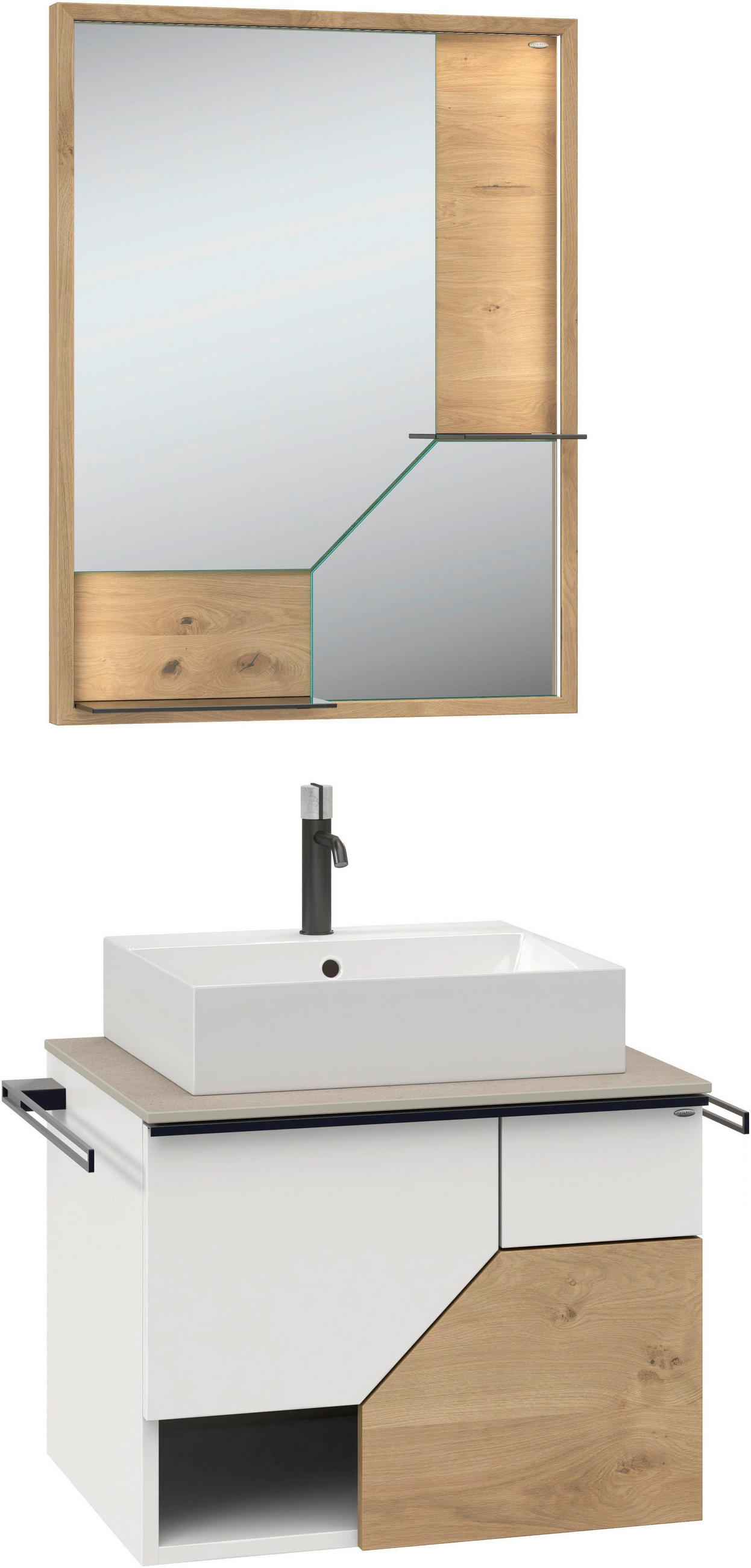 BADEZIMMER 3-teilig  in 64 cm  - Sandfarben/Eichefarben, LIFESTYLE, Holz/Keramik (64cm) - Voglauer