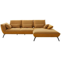 ECKSOFA  in Flachgewebe Orange  301/191 cm  - Schwarz/Orange, Design, Textil/Metall (301/191cm) - Moderano