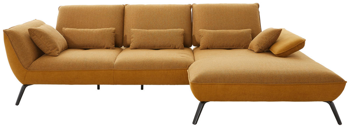 ECKSOFA  in Flachgewebe Orange  301/191 cm  - Schwarz/Orange, Design, Textil/Metall (301/191cm) - Moderano