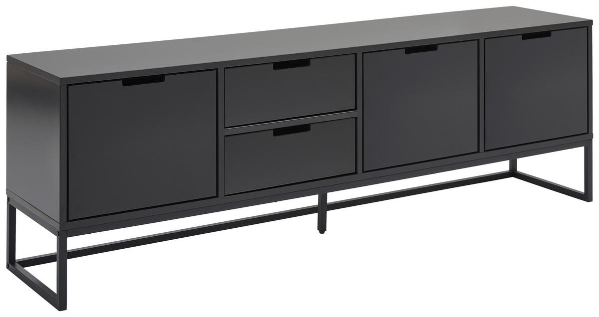 LOWBOARD  in 180/58/40 cm  - Schwarz/Grau, Design, Holzwerkstoff/Metall (180/58/40cm) - Novel