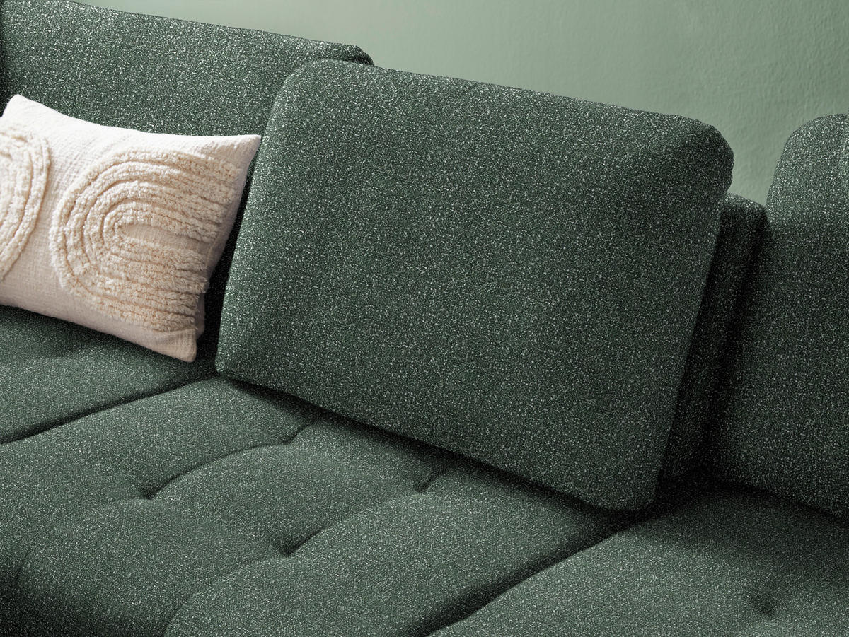 ECKSOFA in Bouclé Grün  - Schwarz/Grün, Natur, Textil/Metall (233/288cm) - Valnatura