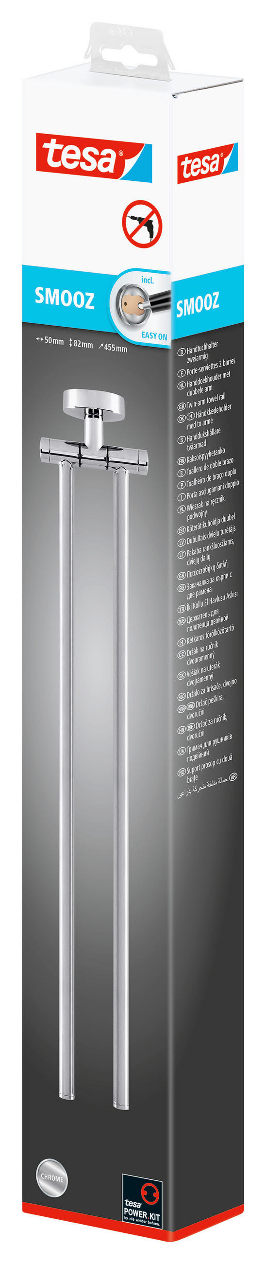 HANDTUCHHALTER Chromfarben  - Chromfarben, Trend, Metall (5/8,2/45,5cm) - Tesa