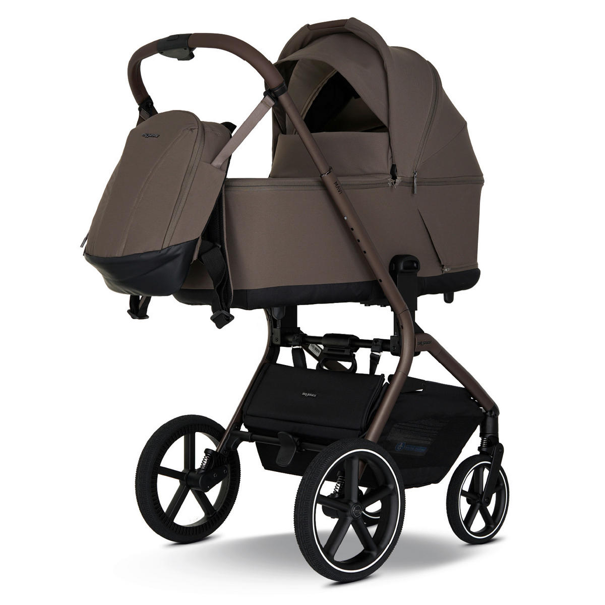 KINDERWAGENSET MAVI 3in1 Premium  - Mokka, Basics, Textil/Metall (92/55/110,5cm) - My Junior