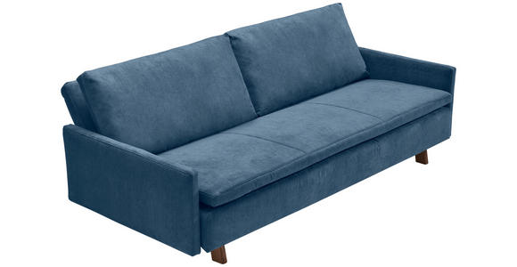 SCHLAFSOFA Flachgewebe Blau  - Blau/Eichefarben, KONVENTIONELL, Holz/Textil (220/85/98cm) - Carryhome