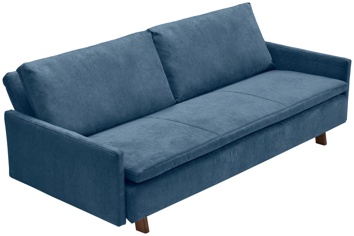 SCHLAFSOFA Flachgewebe Blau  - Blau/Eichefarben, KONVENTIONELL, Holz/Textil (220/85/98cm) - Carryhome