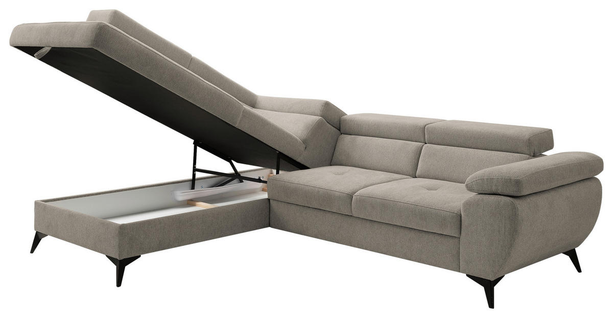 SOFFA i taupe  - svart/taupe, Design, metall/textil (200/75-90/256cm) - Carryhome