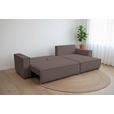 ECKSOFA inkl. Funktionen Mokka Cord  - Schwarz/Mokka, Design, Textil (267/141cm) - Xora