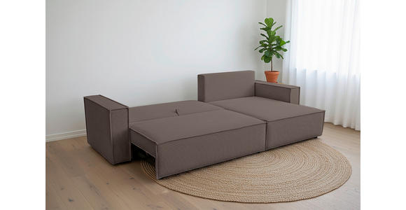 ECKSOFA inkl. Funktionen Mokka Cord  - Schwarz/Mokka, Design, Textil (267/141cm) - Xora