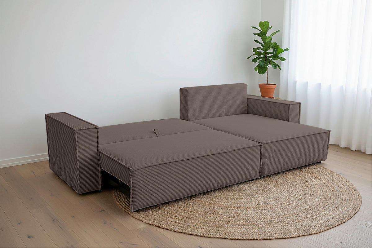 ECKSOFA Mokka Cord  - Schwarz/Mokka, Design, Textil (267/141cm) - Xora