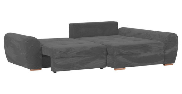 ECKSOFA in Cord Dunkelgrau  - Eichefarben/Dunkelgrau, KONVENTIONELL, Holz/Textil (276/177cm) - Carryhome